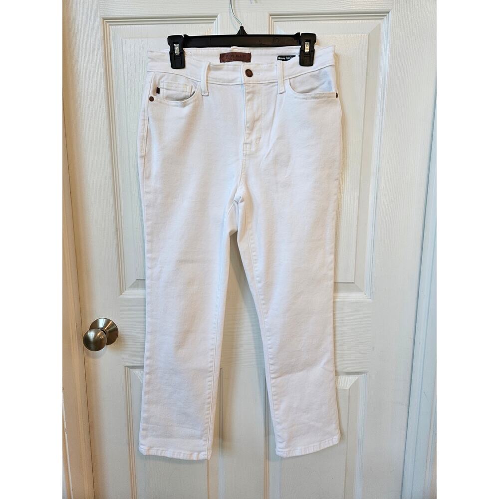 Judy Blue White Skinny Fit Capri Jeans Womens 7/28 Mid Rise Stretch Denim